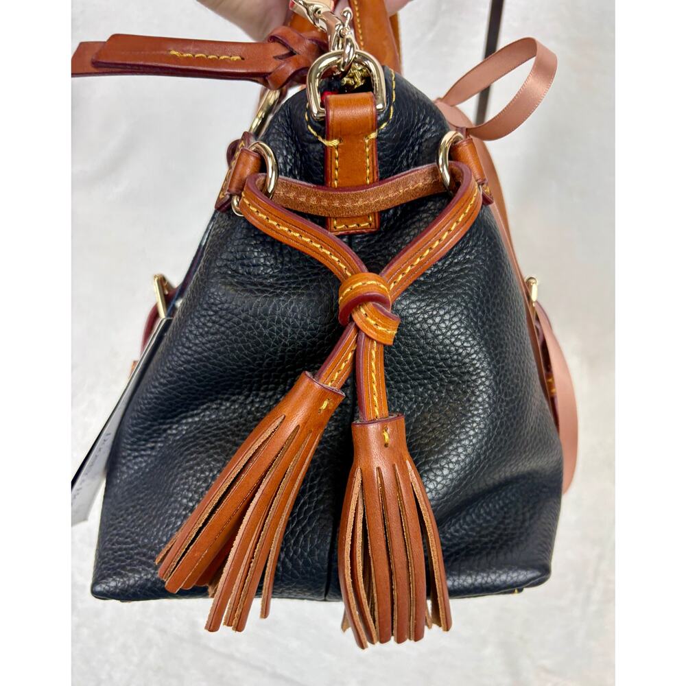 Dooney & Bourke NWT Bristol Satchel, Black Pebble Leather with Matching Pouch - Picture 6 of 16